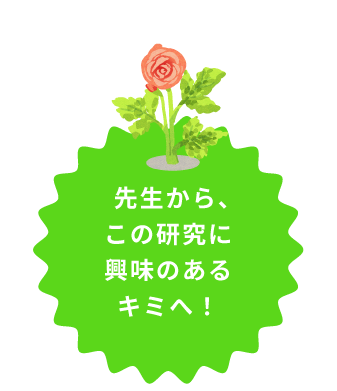 先生よりこの研究に興味のあるキミへ！