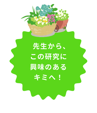 先生よりこの研究に興味のあるキミへ！