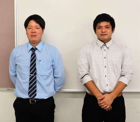 本学卒業生の西元さん（左）と殿所さん（右）