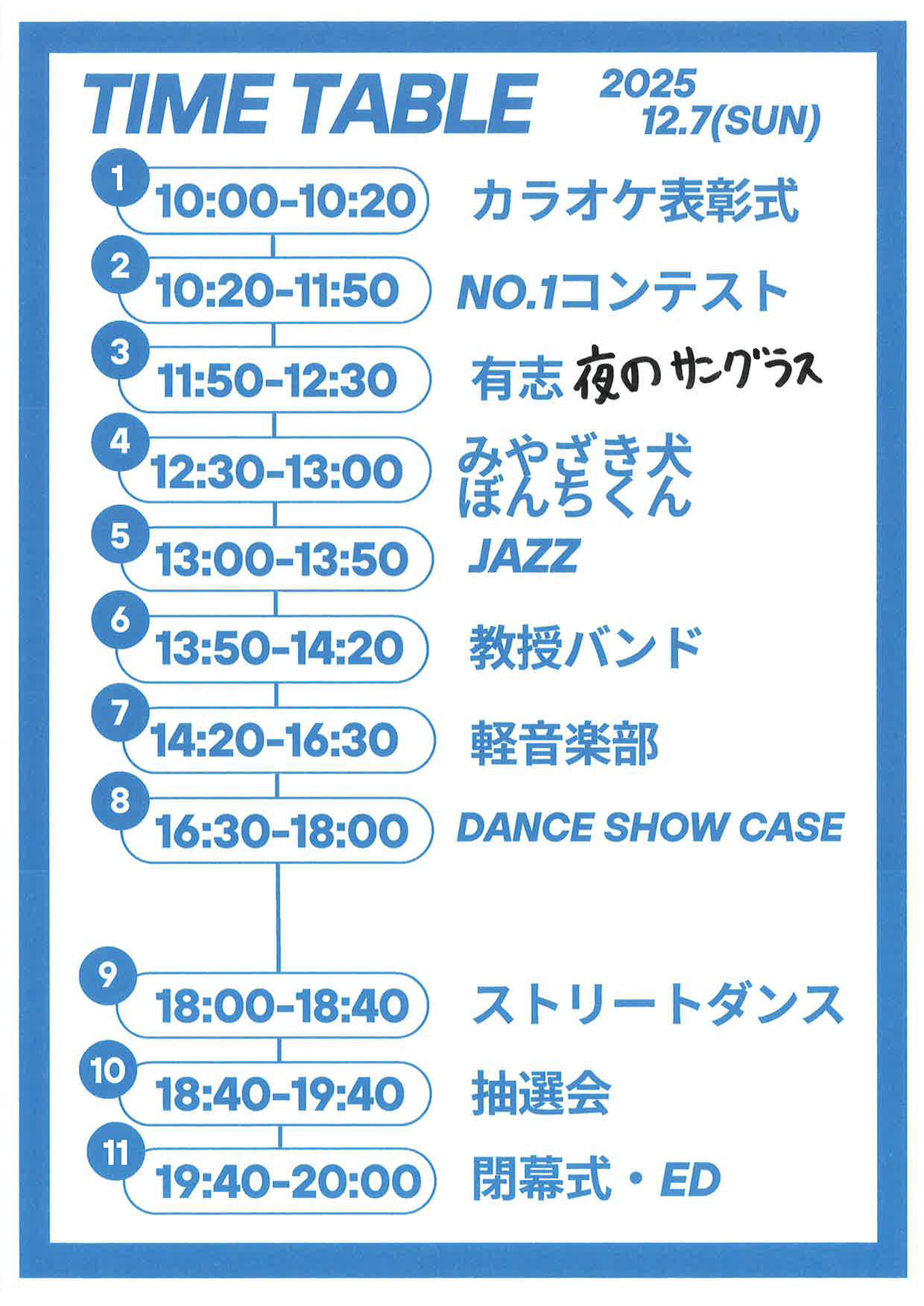 12/7 タイムテーブル